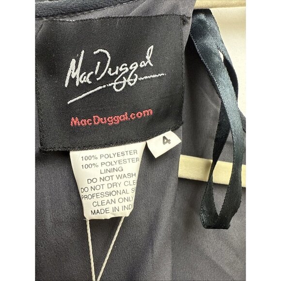 Mac Duggal Size 4 Gray 93590 Sequin Beads Embellished Long Sleeve Cocktail Dress - Picture 9 of 10